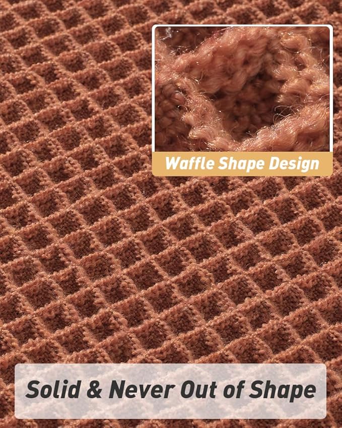 AMOAMI Upgraded Waffle Runner Rug Super Absorbent Non Slip Bath Mats for Bathroom Machine Washable Bathroom Runner Rug with Tassels, Ideal for Hallway Bedroom Laundry Room, Dirty Orange, 17" x 60"