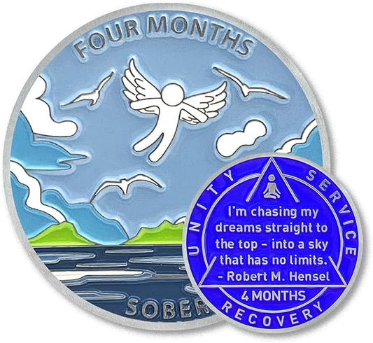 4 Month Sobriety Coin Sobriety Chips AA Chip AA Coins Sober Chip Token Recovery Medallion NA Chips NA Coins from 1 to 12 Month Plastic case Included-Baking Paint Process
