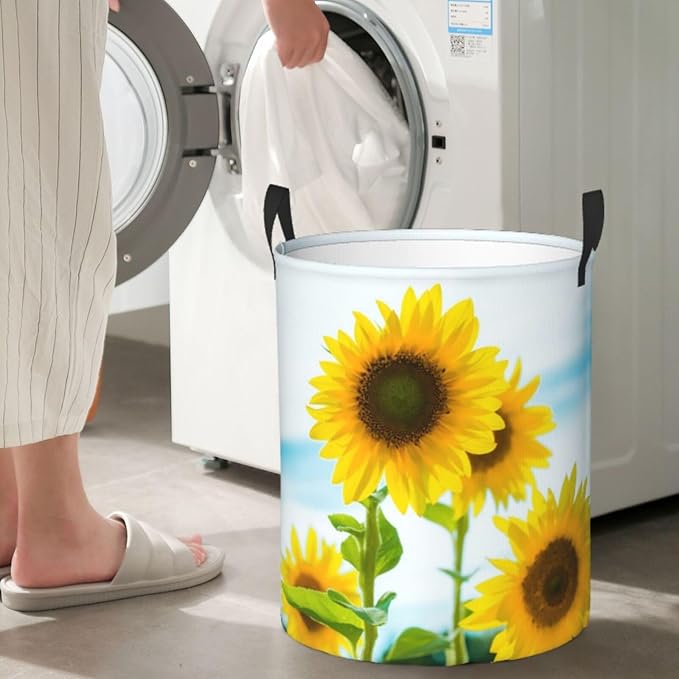 Laundry Basket Flower Plants Collapsible Large Capacity, 63L Dirty Clothes Basket Durable Lightweight Hamper With Handles Ideal For Clothes,Toys Home Organization,19.6in *15.7in,