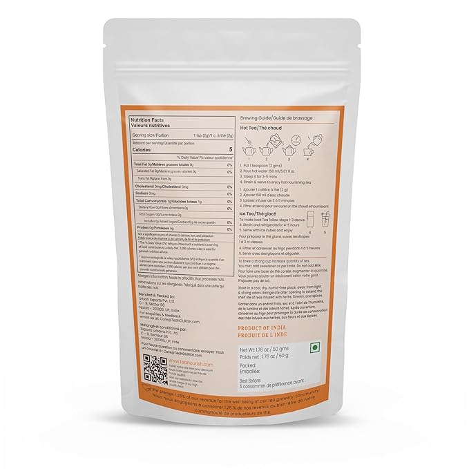 TeaNOURISH Chamomile Turmeric Herbal Tea | Calming and Relaxing | Chamomile, Turmeric, Black Pepper | Stress Buster | CAFFEINE-FREE | 100% NATURAL - 1.76oz/50g