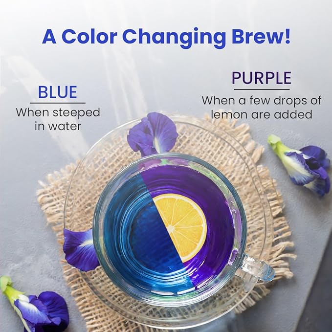 BLUE TEA - Butterfly Pea Flower Tea - 0.35 Oz - Pack of 2 (80+ Cups) Loose | Antioxidant Rich | Herbal Tea - Flower Based - Non-Bitter - Caffeine Free - Chemical Free | Zipper Packaging