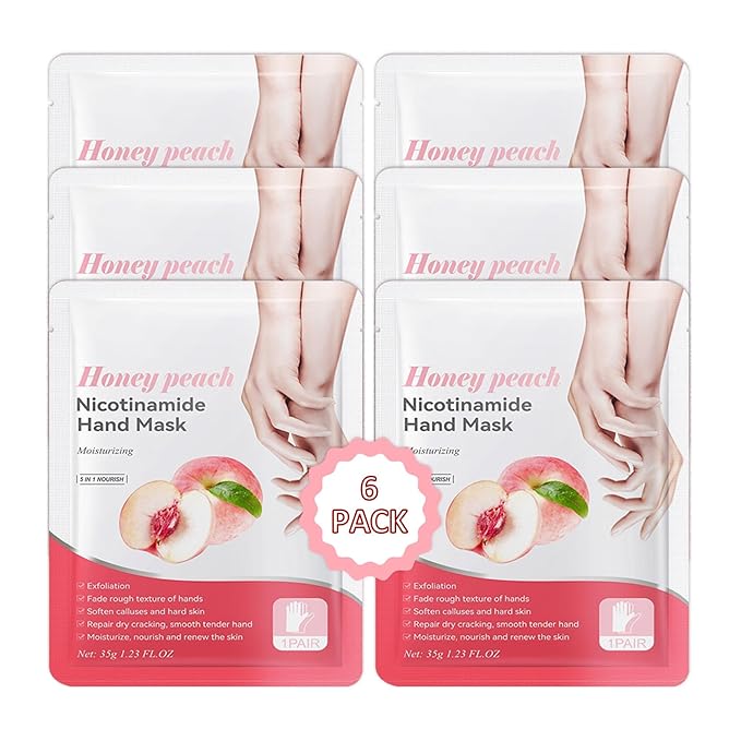 Hand Masks Moisturizing Gloves,6 Pairs Hydrating Hand Peel Masks Gift Set for Dry Cracked Hands Care,Long-lasting and Non-greasy Hand Moisturizer Gloves for Women G
