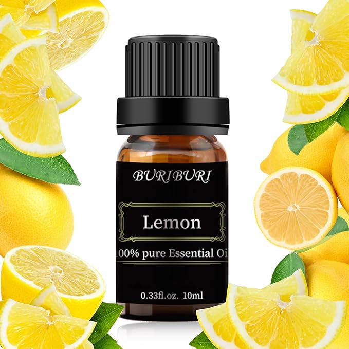 BURIBURI Lemon Essential Oil 100% Pure, Undiluted, Natural, Organic Aromatherapy Lemon Scented Essential Oils 10ML
