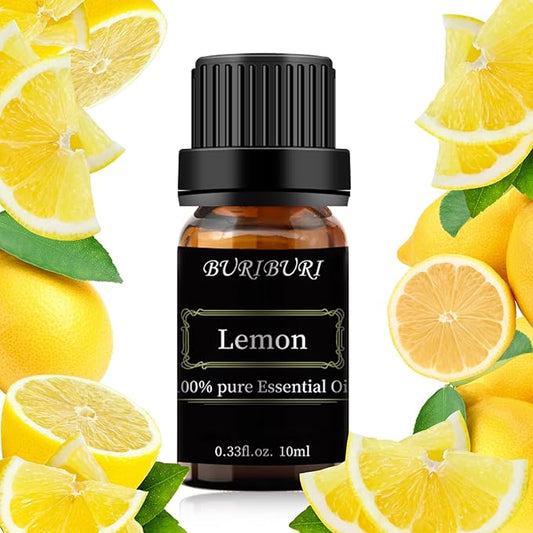 BURIBURI Lemon Essential Oil 100% Pure, Undiluted, Natural, Organic Aromatherapy Lemon Scented Essential Oils 10ML