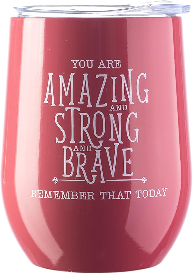 DIVERSEBEE Inspirational Thank You Gifts for Women, Mom, Sister, Wife, Coworker, Nurses, Best Friend, Encouragement Birthday Wine Gifts - Insulated Wine Tumbler Cup with Lid (Ruby)