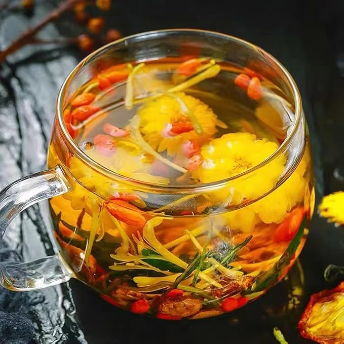 Dandelion Wolfberry Tea, 12 Pcs Natural Kidney & Liver Detox Tea, 8 Chinese Herbal Ingredients Blend, Dandelion Wolfberry Organic, Cassia seed, Chrysanthemum, Honeysuckle (144g,12gx12 packs)