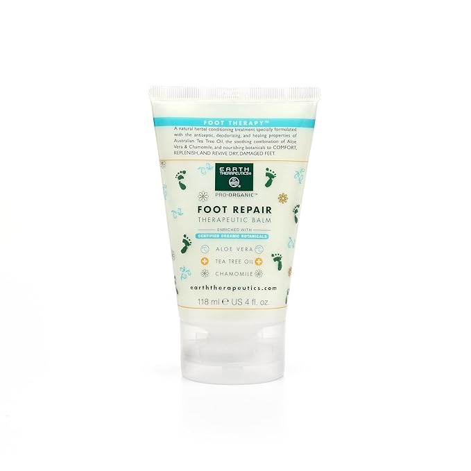Earth Therapeutics Tea Tree Oil Foot Balm – Australian Tea Tree Oil with Aloe Vera & Chamomile – Hydrates, Softens & Conditions Dry Cracked Feet, Heel & Calluses – Soothe Irritated Skin ~ 4 Oz
