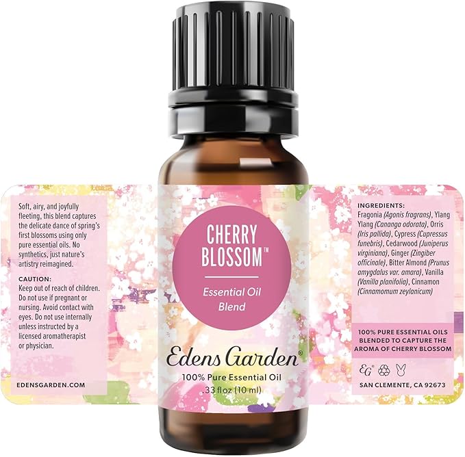 Edens Garden Cherry Blossom Essential Oil Blend – 100% Pure Premium Grade, Skin Safe, Synthetic-Free & Natural, Undiluted for Candle, Soap Making & Clean Diffuser Use 10 ml (.33 fl oz)