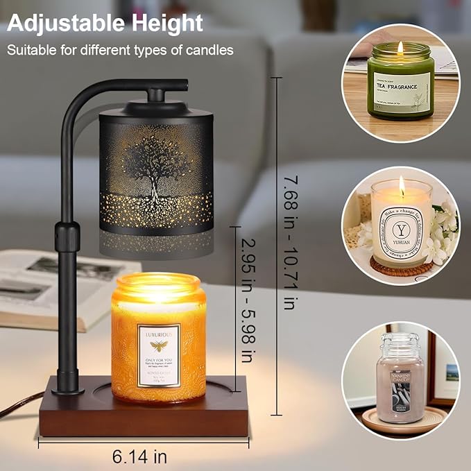 Candle Warmer Lamp with Adjustable Height Dimmable for New Home Decor Electric Candle Warmer for Jar Candles Birthday Gifts for Women Mom(Tree)