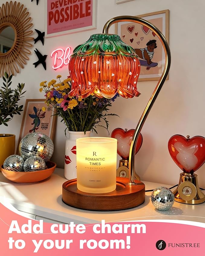 Strawberry Candle Warmer Lamp, Cute Candle Lamp with Timer & Dimmable, Birthday Christmas Gifts for Women Mom, House Warming Gift New Home, Lotus Wax Melt Warmer for Yankee Village Candles