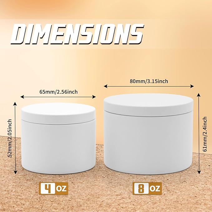 24-Pack White and Black Candle Jars, 12pcs 4oz + 12pcs 8oz Candle Tins for Making Candles, Empty Candle Jars for Making Candles Bulk Candle Containers - White & Black