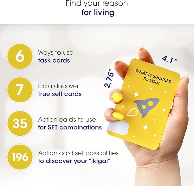 Ikigai Self Discovery Cards – 35 Mindfulness Cards for Personal Growth and Reflection – Inspired by The Ikigai Journal Method and Japanese Philosophy