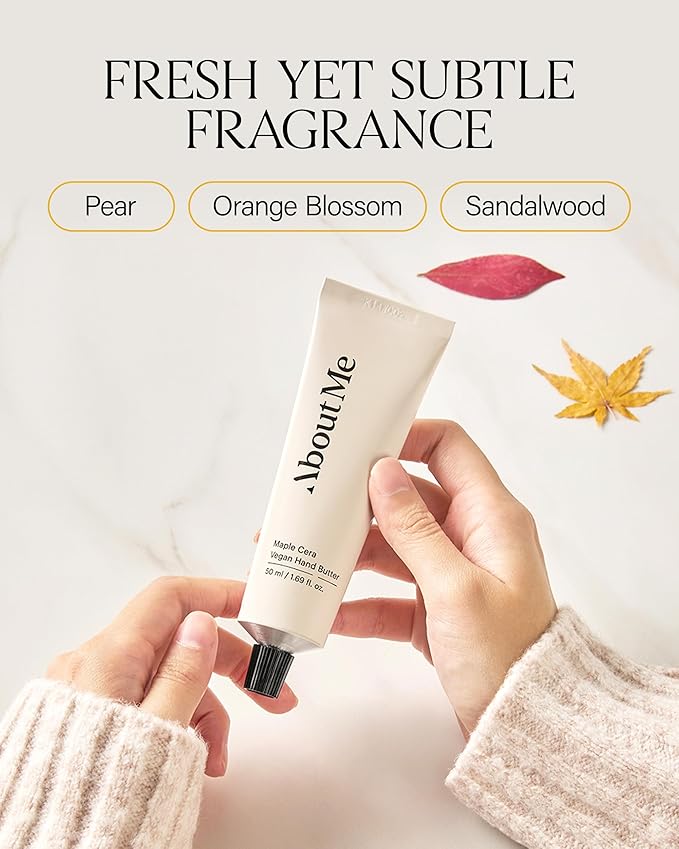 About Me Maple Cera Vegan Hand Butter – Korean Evening Primrose Oil Hand Cream for All Skin Types – Daily Moisturizing Care with Ceramide NP & Shea Butter – Korean Skin Care – 1.69oz, 50ml