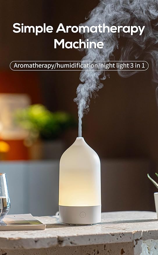 120ML ABS Light & Minimalist Essential Oil Diffuser, Ultrasonic Aromatherapy & Humidifier with 7-Color LED Lights, Whisper Quiet Auto Shut-Off Scent for Home, Office, Yoga