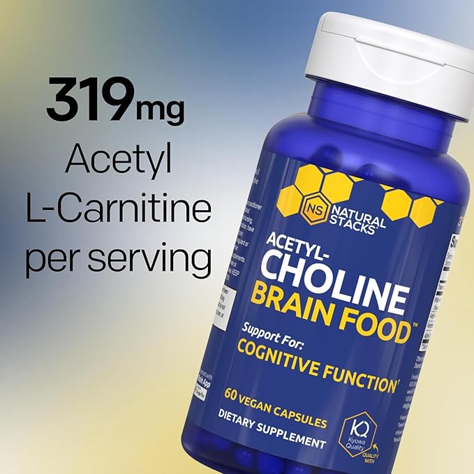 Acetylcholine Brain Food - Acetyl L-Carnitine & Alpha GPC Supplement - Supports Production of Acetylcholine - Neurotransmitter Supplement for Cognitive Function - 120 Capsules