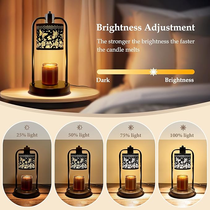 Candle Warmer Lamp Electric with Timer: Wax Melts Warmer - Dimmable Candle Warmer with Replacement Bulbs, Bedroom Home Decor Compatible with Various Candles
