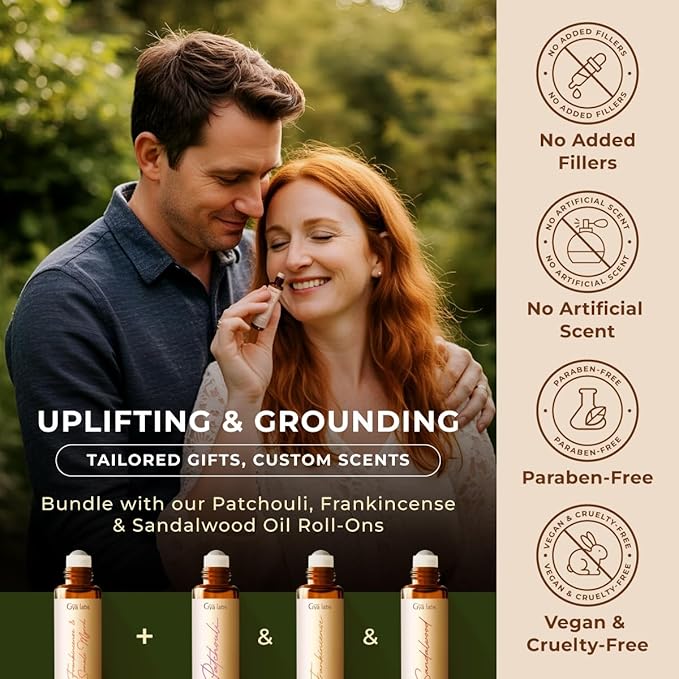 Gya Labs Frankincense & Somali Myrrh Essential Oil Roll On - 0.34 Fl Oz - Travel Size Roller for Camping, Skin, Aromatherapy Relief, Convenience