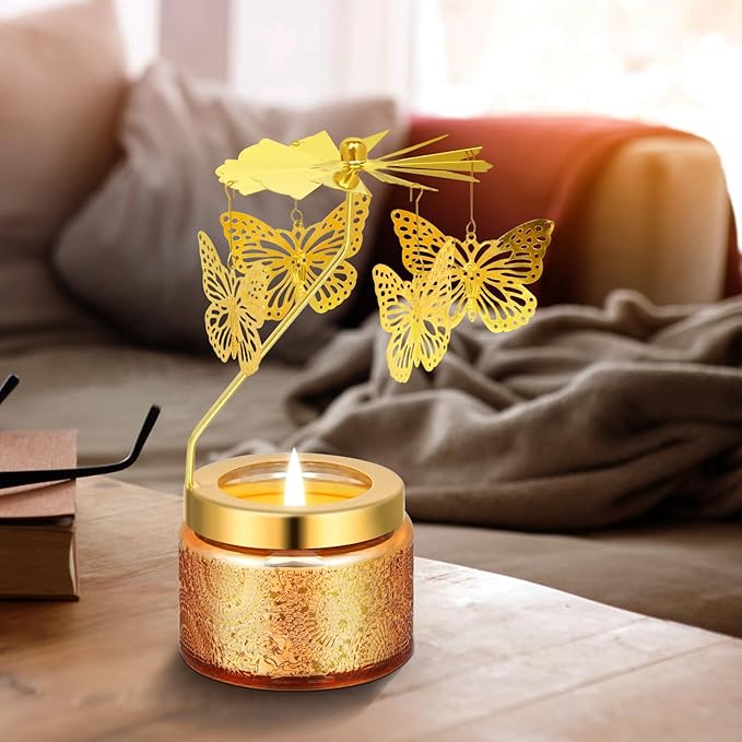 Butterfly Rotating Scented Candles Gift Set for Birthdays, Christmas, Thanksgiving, or As A Unique Present for Your Mom, Sister, Girlfriend, Colleagues, Friends, or A Dear Friend