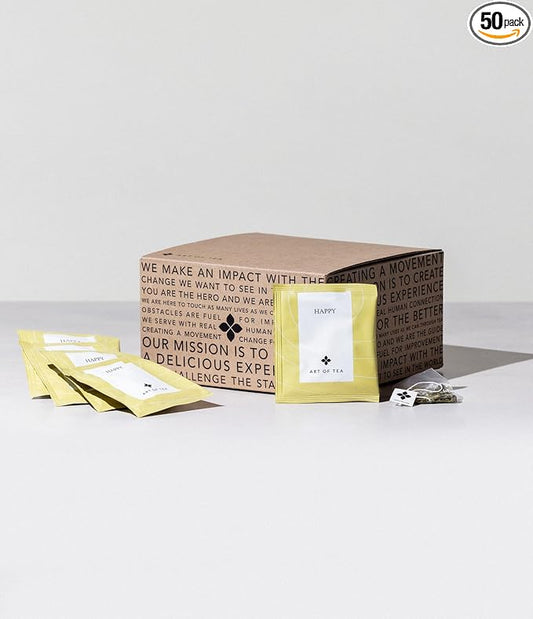 Art of Tea | Organic Happy Jasmine Green Tea | 50 Eco Friendly Pyramid Tea Bag Sachets