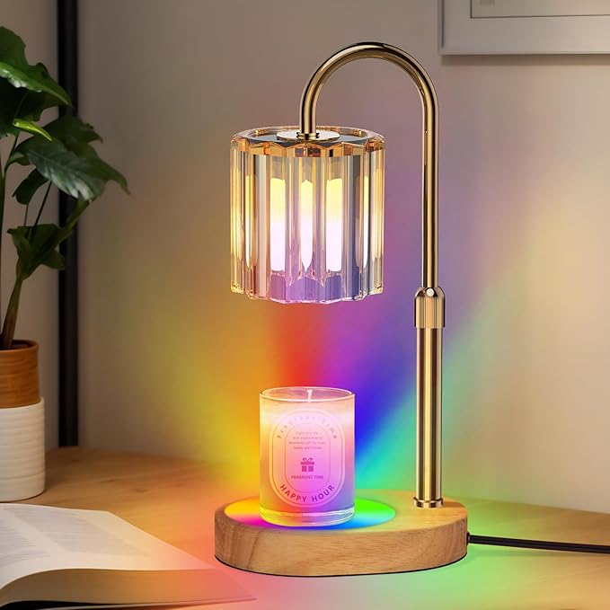 Lukasa Candle Warmer Lamp, with RGB LED Lights,Timer and Dimmer, Adjustable Height, House Warming Gifts New Home Decor, Gifts for Women Mom, Wax Melt Warmer for Scented Jar Candles