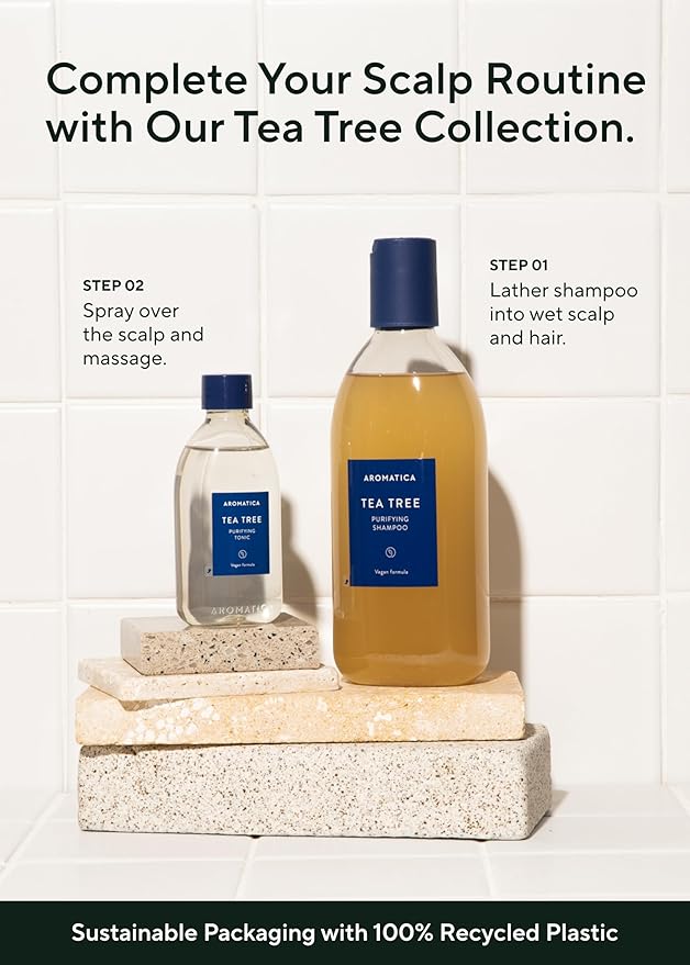 AROMATICA Tea Tree Purifying Tonic, Paraben, Silicone, Sulfate-free | Vegan | Soothing & Cooling Tonic for Your Scalp | Helps Hair Look Healthier and Nourished | Natural Ingredients Only (3.38oz)