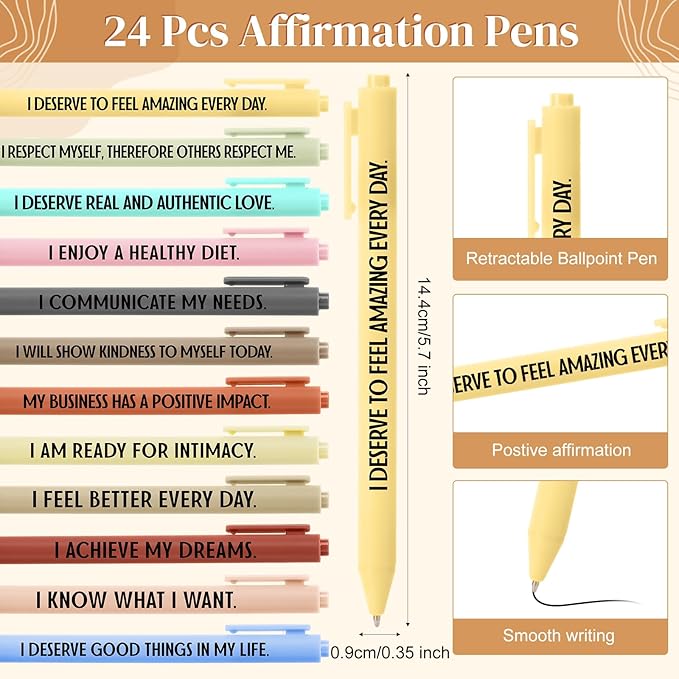 Kosiz 48 Pcs/24 Set Positive Affirmation Gifts Gratitude Spiral Notebooks with Pens Motivational Encouragement Notepads Daily Affirmations Journal for Women (Plant)