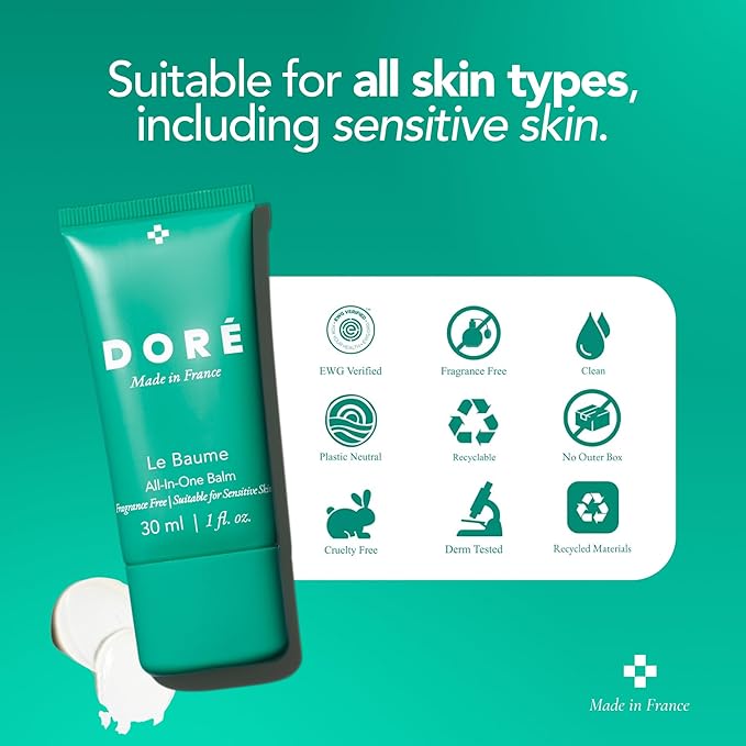 Doré - Le Baume All-In-One Balm | Fragrance-Free Face Balm Moisturizer for Sensitive Skin | Multi-Purpose Lip Moisturizer for Women | Night Ointment with Vitamin E (1 fl oz | 30 ml)