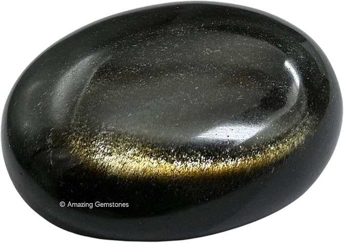 Amazing Gemstone Golden Sheen Obsidian Crystals and Healing Stones - Large Palm Stone Crystals Piedra - Crystal for Good Luck, Positive Energy, Meditation - Unique Stocking Stuffers, Gifts for Women