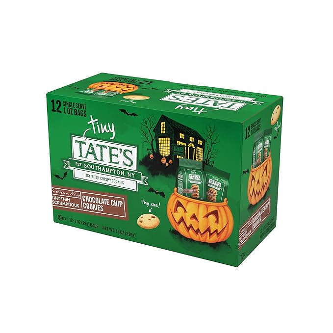 Tate's Bake Shop Tiny Chocolate Chip Cookies, Limited Edition Halloween Cookies, 2 Boxes (24 Total Snack Packs)