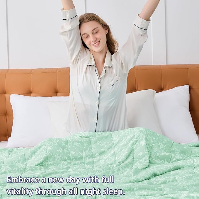 25 lbs weighted blanket Queen Size for Adults (60”x 80”, Cerulean) Cooling Heavy Blanket for Sleeping Perfect for 240-260 lbs, Winter Thick Breathable Blanket with Premium Glass Bead, Machine Washable