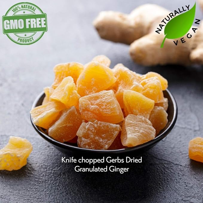 Gerbs Crystalized Dried Ginger 4 lbs. | Unsulfured, No Additives, Resealable Bulk Bag | Bold & Spicy Flavor | Top 14 Allergen-Free
