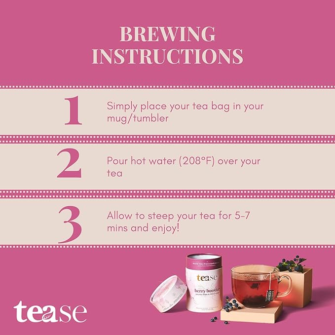 Tease Tea Organic Hibiscus Drink - Berry Booster Elderberry Tea, Caffeine Free, Organic Herbal Drink Made with Hibiscus Petals, Currant, and Natural Flavors Blended for Warding Off Stress and Colds