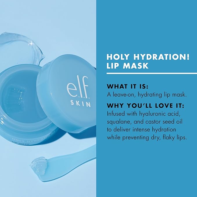 e.l.f. SKIN Holy Hydration! Lip Mask, Hydrating Lip Mask For A Softer & Smoother Pout, Infused With Hyaluronic Acid, Non-Sticky, Vegan & Cruelty-Free
