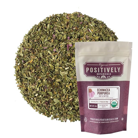 Organic Positively Botanicals Company, Echinacea Purpurea, Herbal Tea Loose Leaf Botanical, 4 Ounce