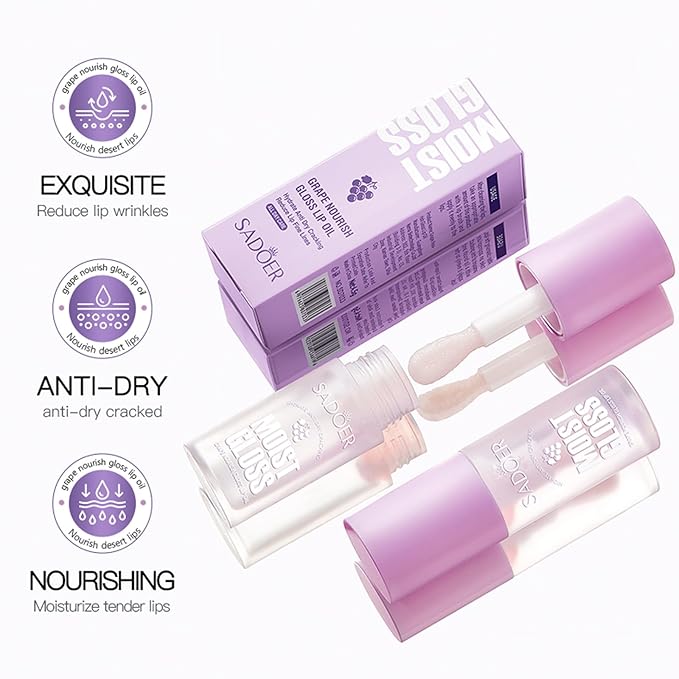 4 Pcs Hydrating Lip Gloss Set, Fruit Flavored Lip Oil Lip Glaze Cute Lip Jelly Transparent Lip Gloss, Glossy and Shiny Moisturizing Lip Makeup Gift