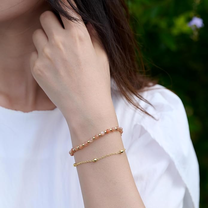 Farfume Crystal Bracelet Beaded Bracelets for Women 4mm Natural Stone Beads Gemstone Handmade Anxiety Jewelry Gifts