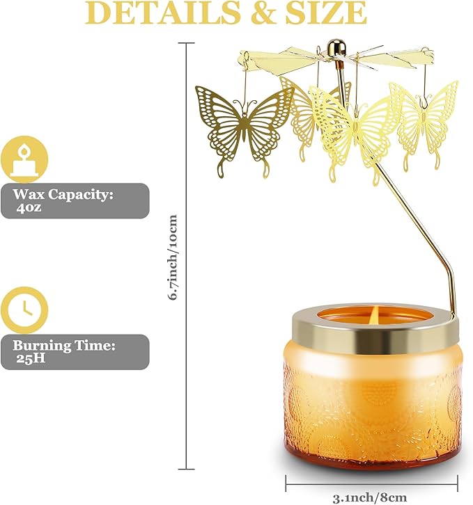 Birthday Gifts for Women, Rotatable Candle Gifts, Vanilla Cream Scented Candles Anniversary Christmas Thanksgiving, Butterfly Best Girl, Friends,Mom