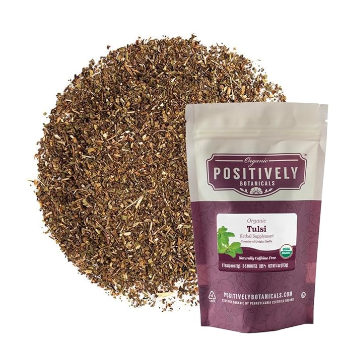 Organic Positively Botanicals Company, Tulsi, Herbal Tea Loose Leaf Botanical, 4 Ounce