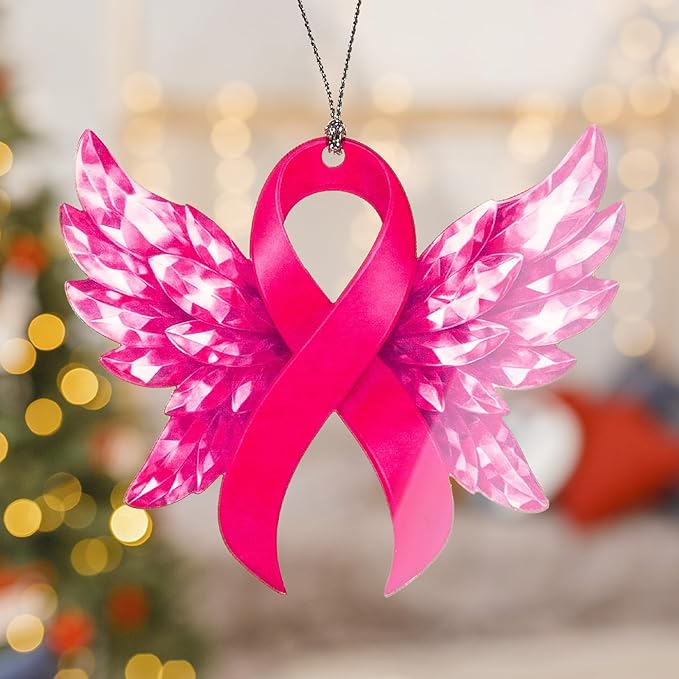 Breast Cancer Awareness Ornament – Pink Ribbon Gifts | Survivor Ornament + Memorial Keepsake – Breast Cancer Christmas Ornament 2025 – Christmas Ornament 2025
