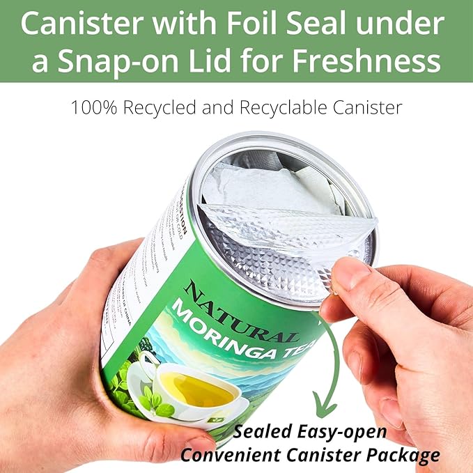 60 Natural Moringa Tea Bags, VitalForest Pure Moringa Leaves Te De Herb, Supports Digestion and Wellness, Caffeine-Free