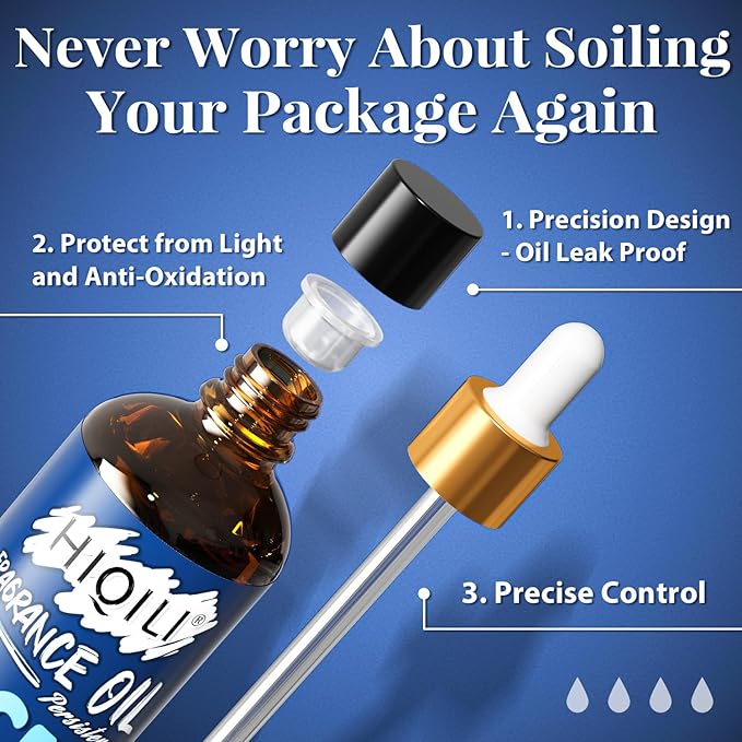 HIQILI Ocean Essential Oil 100ml - Clean Fresh Fragrance Oil for Home Diffuser, Laundry, Car Freshies, Aromatherapy, Candle Soap Perfume Making Kit 3.38 Fl Oz