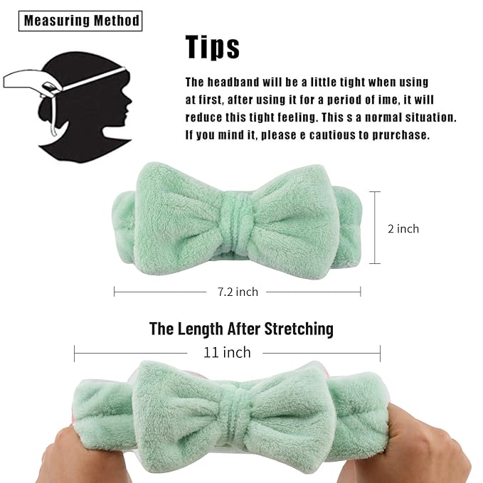 Casoty 6 Pieces Bow Hair Band Spa Headband for Washing Face Terry Cloth Makeup Headband for Face Washing Shower Skin Care Yoga Spa Party Supplies for Women Girls