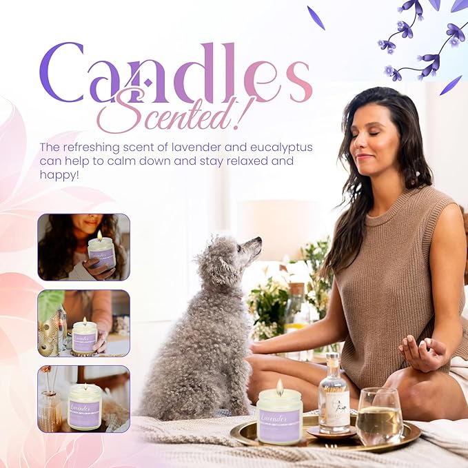 Complete Gift Box for Women Includes Bath Bombs, Candle, Reed Diffuser & Waterless Diffuser Relaxing Self Care Package Spa Gift Basket for Mom, Wife, Sister, Friend Birthday Anniversary, Holidays