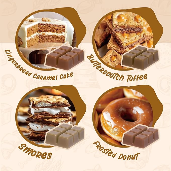 Bakery Scented Wax Melts, Holiday Scented Wax Melts, Strong Scented Soy Wax Cubes/Tarts for Warmer, Candle Wax Melts for Home, Roasted Coconut,Apple Cinnamon,Pumpkin Pie,Smores - 8x2.5oz