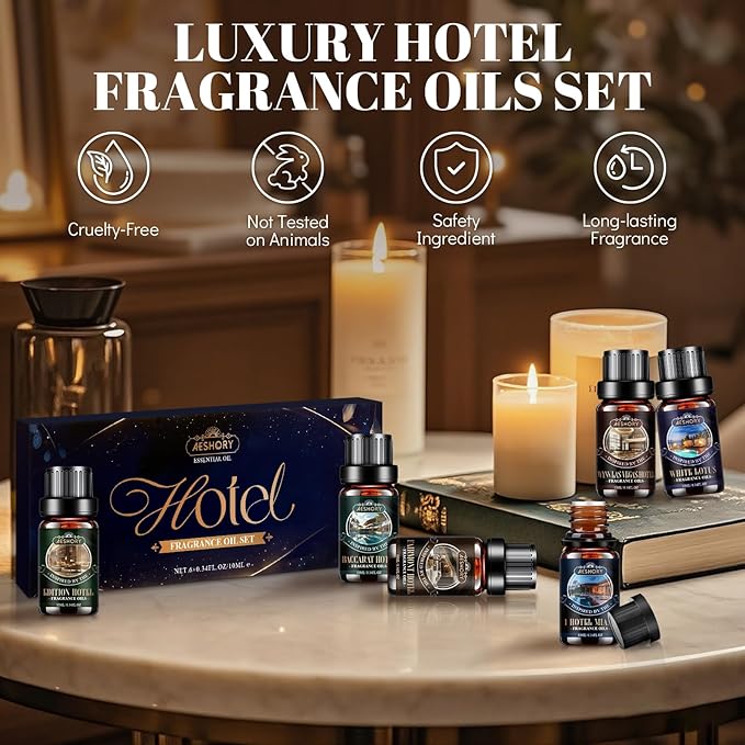 Hotel Diffuser Oils Gift Set,6x10M Luxury Essential Oil for Diffuser, Fragrance Oil Blend Hotel Scent for Soap & Candle Making
