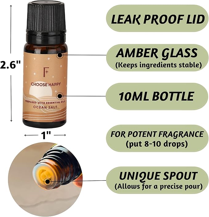 Folkulture Fragrance Oils for Diffuser | Set of 6 Essential Oils Set for Diffusers for Home | Diffuser Oil Scents - Lavender, Palo Santo, Rose Geranium, Lemongrass, Ocean Salt | Lotus Gift Box Set