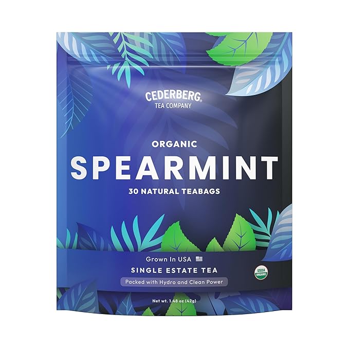 Cederberg Tea Company Organic Spearmint Tea — 30 Tea Bags | Organic Herbal Tea From Single Origin | Eco-Friendly Tea Bags | Non-GMO Caffeine Free Tea With Zero Sugar