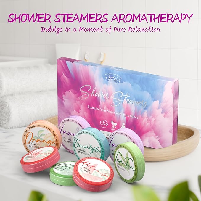 Shower Steamers Aromatherapy 8 Pack - Gifts for Women, Shower Bombs with Essential Oils, Self Care and Stress Relief Stocking Stuffers, Birthday Gifts for Women and Men. Dreamy Watercolor Style