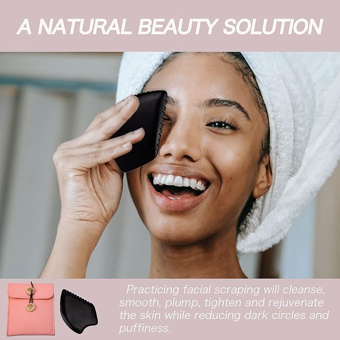 Gua Sha Facial Massage Tools, BianStone Traditional Face & Body Massage Tool, Lymphatic Drainage Face Sculpting Tool, The Newly Upgraded Unique Tooth Edge