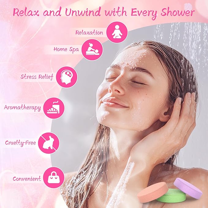 Shower Steamers Aromatherapy 8 Pack - Gifts for Women, Shower Bombs with Essential Oils, Self Care and Stress Relief Stocking Stuffers, Relaxation Birthday Gifts for Women and Men. Pastel Flow Style